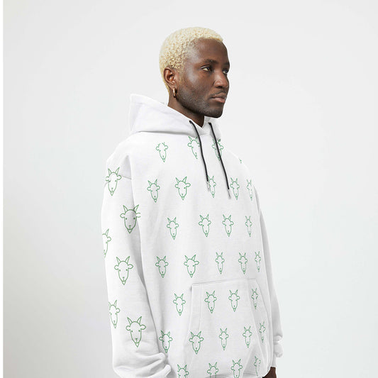 West African Goat All-Over Print Hoodie (White)